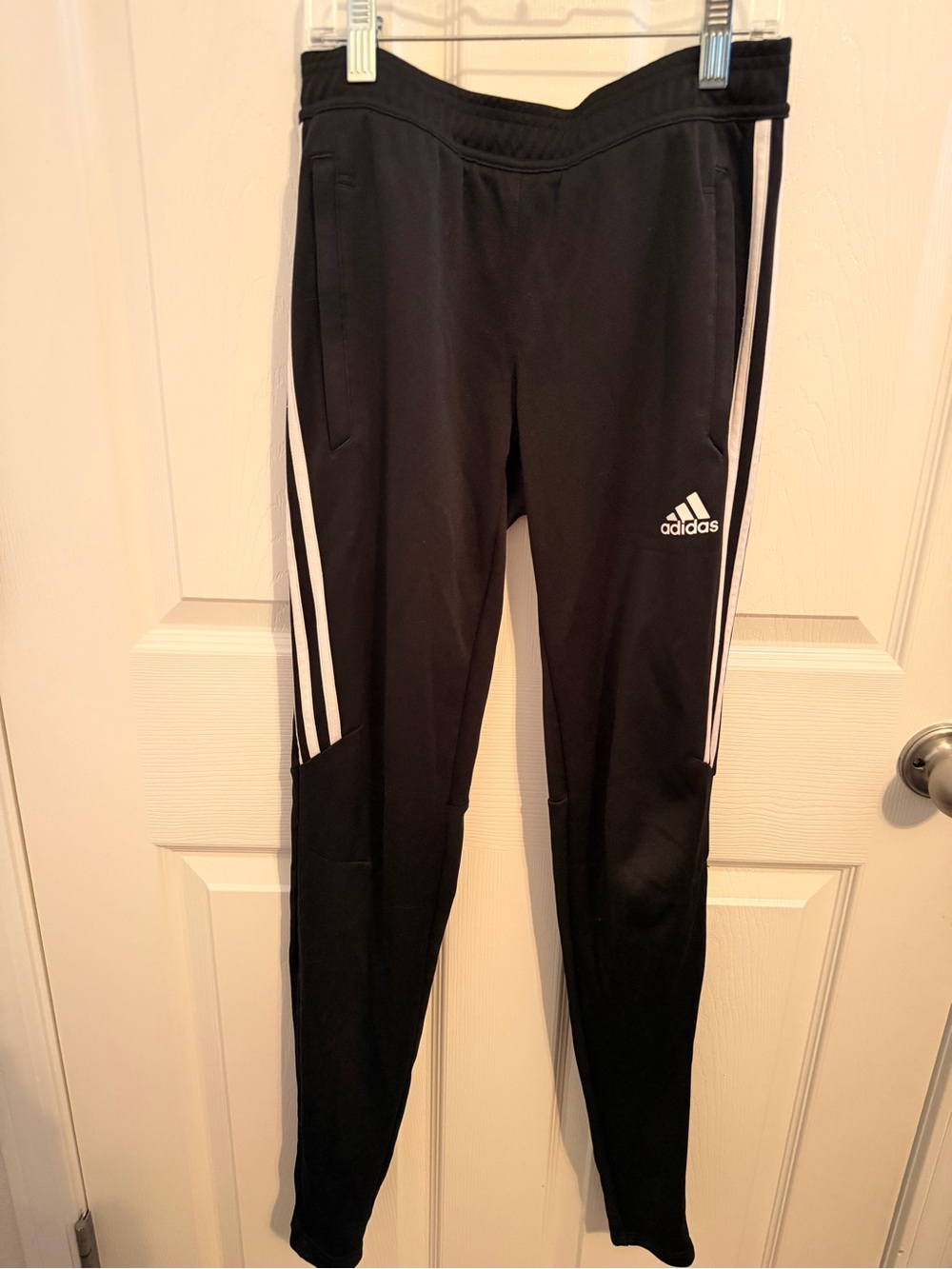 adidas Black Joggers with White Side Stripes